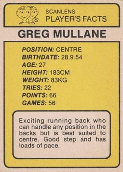 1981 Scanlens #65 Greg Mullane Back